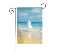 Simpatico fantasma galleggiante Oceano Spiaggia Giardino Bandiera 30x45cm Verticale Doppio Lato Fattoria Vacanze Esterne Decorazioni Yard