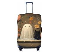 Simpatico fantasma gatto nero nella vasca da bagno elastico da viaggio coperture antipolvere antigraffio valigia Protector Fit 22-24 pollici