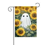 Simpatico fantasma in mezzo ai girasoli bandiera da giardino 30 x 45 cm verticale su entrambi i lati casa colonica vacanze decorazioni esterne bandiera cortile