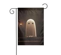 Simpatico fantasma in vecchia casa infestata bandiera da giardino 30 x 45 cm verticale su entrambi i lati per fattoria vacanze decorazioni esterne bandiera cortile