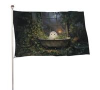 Simpatico fantasma nella vecchia vasca da bagno Edera fogliame Bandiera 0,9 x 1,5 m Bandiere da giardino all'aperto Banner Decor Per Cortile Portico Prato Fattoria