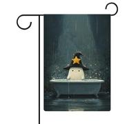 Simpatico fantasma nero mago cappello in vasca da bagno bandiera giardino vacanze stagionali iuta doppia faccia casa cortile bandiere esterne 30,5 x 45,7 cm