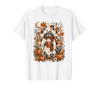 Simpatico Fantasma Procione Zucca Latte Halloween Coffee Design Maglietta