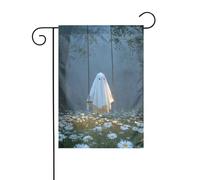 Simpatico fantasma su un'altalena forestale margherite bandiera da giardino 30 x 45 cm verticale su entrambi i lati per fattoria vacanze decorazioni esterne bandiera cortile