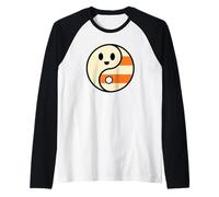 Simpatico Fantasma Yin Yang Halloween Candy Corn Balance Design Maglia con Maniche Raglan