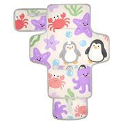 Simpatico fasciatoio con pinguino viola con stella marina e pinguino riutilizzabile con tasca in tessuto fasciatoio per fasciatoio per ragazza e ragazzo cambiador de pa?ales para Bebes