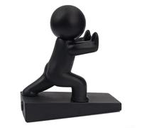 Simpatico fermaporta con base antiscivolo per protezione del pavimento e della porta, lavabile, accessorio di sicurezza per la casa, per porte interne da leggere a medie, 9,2 x 3,6 x 10 cm (nero)