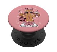Simpatico fiocco di pan di zenzero leopardo Coquette Natale donne ragazze PopSockets PopGrip Adesivo