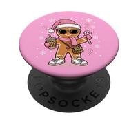 Simpatico fiocco di pan di zenzero leopardo Coquette Natale ragazze donne PopSockets PopGrip Adesivo