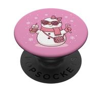 Simpatico fiocco natalizio con pupazzo di neve, leopardo, cocchetta, per donne e ragazze PopSockets PopGrip Adesivo
