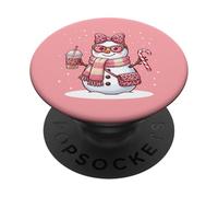 Simpatico fiocco natalizio con pupazzo di neve, leopardo, cocchetta, per donne e ragazze PopSockets PopGrip Adesivo