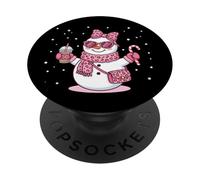 Simpatico fiocco natalizio con pupazzo di neve, leopardo, cocchetta, per donne e ragazze PopSockets PopGrip Adesivo