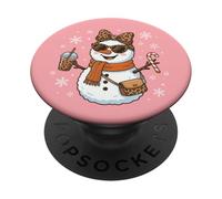 Simpatico fiocco natalizio con pupazzo di neve, leopardo, cocchetta, per donne e ragazze PopSockets PopGrip Adesivo