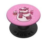 Simpatico fiocco natalizio con pupazzo di neve, leopardo, cocchetta, per donne e ragazze PopSockets PopGrip Adesivo