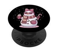 Simpatico fiocco natalizio con pupazzo di neve, leopardo, cocchetta, per donne e ragazze PopSockets PopGrip Adesivo