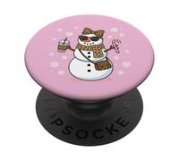 Simpatico fiocco natalizio con pupazzo di neve, leopardo, cocchetta, per donne e ragazze PopSockets PopGrip Adesivo