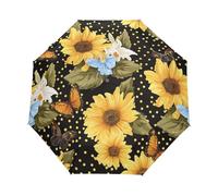 Simpatico Fiore Margherita A Pois Ombrello Pieghevole Automatico Ombrelli Antivento Protezione UV da Viaggio per Bambini Ragazzi Ragazze