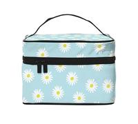 Simpatico fiore margherita floreale blu, Borsa per il trucco Borsa per cosmetici Borsa da toilette da viaggio portatile Astuccio per matite Astuccio da toilette
