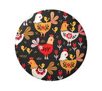 Simpatico gallo con stampa di galline rotonde da 6 cm, distintivo stampato su un lato, perfetto per decorazioni e regali personali, Misura unica, Metallo