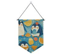 Simpatico gancio per banner estivo con pinguino arancione per parete con asta telescopica bandiera banner appeso decorazione da parete per porte, pareti, finestre, giardini, cortile