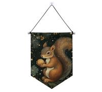 Simpatico gancio per striscione vintage con illustrazione di scoiattolo per parete con bandiere telescopiche per striscioni decorazioni da cortile all'aperto per ufficio, scuola, aula, dormitorio