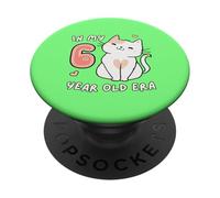 Simpatico gattino a 6 anni, simpatico animaletto per il suo 6° compleanno PopSockets PopGrip Adesivo
