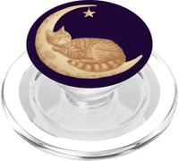 Simpatico gattino addormentato sulla luna crescente con stella PopSockets PopGrip per MagSafe