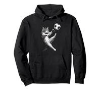 Simpatico Gattino Calciatore Divertente Gatto Palla Cool Soccer Cat Felpa con Cappuccio