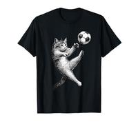 Simpatico Gattino Calciatore Divertente Gatto Palla Cool Soccer Cat Maglietta