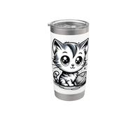 Simpatico gattino che gioca con il filato Kawaii Cat Design Bicchiere termico in acciaio inox doppia parete
