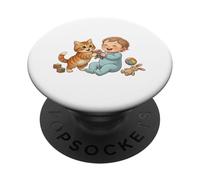 Simpatico gattino che gioca con un bambino Uomini Donne PopSockets PopGrip Adesivo