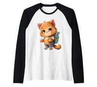 Simpatico Gattino con Zaino per la Scuola Materna Bambini più Piccoli Maglia con Maniche Raglan