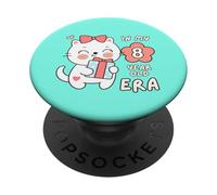 Simpatico gattino della mia età di 8 anni, divertente animale per l'ottavo compleanno PopSockets PopGrip Adesivo