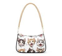 Simpatico gattino facce bianco estetico borsa a tracolla per le donne luna borsa hobo borse semplice designer borsa chiusura cerniera