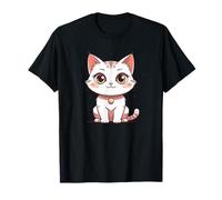 Simpatico Gattino Kawaii con Grandi Occhi Stile Chibi Maglietta