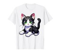 Simpatico gattino Kawaii gatto bianco e nero Maglietta