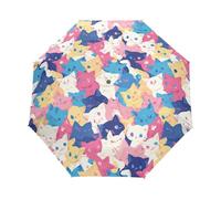 Simpatico Gattino Magico Ombrello Pieghevole Automatico Ombrelli Antivento Protezione UV da Viaggio per Bambini Ragazzi Ragazze