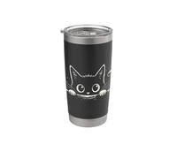 Simpatico gattino nero che sbircia per gli amanti dei gatti Bicchiere termico in acciaio inox doppia parete