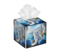Simpatico gattino ortensia fiore di pelle copertura scatola fazzoletti in pelle PVC impermeabile portatovaglioli custodia decorativa per tavolino da caffè ufficio camera da letto cucina bagno auto
