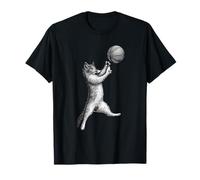 Simpatico Gattino Slam Dunking Basket Cool Basketball Cat Maglietta