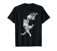 Simpatico Gattino Slam Dunking Basket Cool Basketball Cat Maglietta