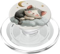 Simpatico gatto addormentato su nuvola, luna, stelle, estetica PopSockets PopGrip per MagSafe