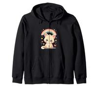 Simpatico Gatto Arcobaleno con Farfalle e Stelle Felpa con Cappuccio