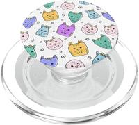Simpatico gatto arte divertente vintage bianco PopSockets PopGrip per MagSafe