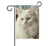 Simpatico gatto bianco bandiera 30,5 x 45,7 cm poliestere double face bandiere da giardino bandiere di benvenuto banner decorazione esterna per cortile portico prato