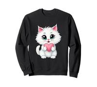 Simpatico gatto bianco con cuore 1 - Fan Fun Felpa