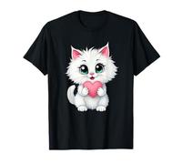 Simpatico gatto bianco con cuore 1 - Fan Fun Maglietta