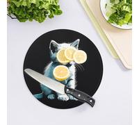 Simpatico gatto bianco tagliere in vetro temperato per cucina grande resistente al calore infrangibile tagliere da cucina 20,3 x 20,3 cm