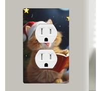 Simpatico gatto canta canti natalizi singolo duplex piastra da parete copertura decorativa interruttore luce piatti da parete in plastica decorazione per la casa camera da letto cucina decorativo 11,4