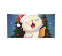 Simpatico gatto canta canti natalizi striscioni e cartelli per esterni e interni decorazione per feste Banner personalizzato con occhielli sfondo di compleanno cartello poster sfondo fotografico per